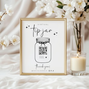 Printable Virtual Tip Jar Venmo Payment Sign, QR Code Sign Template, Editable Tips Accepted Sign Canva Template, Instant Download