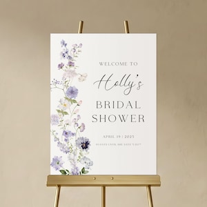Lavender Floral Bridal Shower Welcome Sign: Elegant Purple Poster (Digital Template)