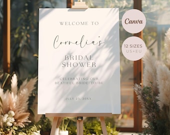 Minimalist Bridal Shower Welcome Sign, Bridal Brunch Poster, Editable Canva Template, Digital Printable Download