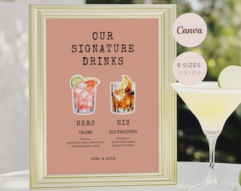 Signature Cocktail Sign and Bar Menu Template