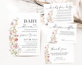 Wildflower Baby Shower Invitation: Baby in Bloom Theme (Digital)