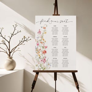 Floral Garland Seating Chart Template: Editable Event Sign (Canva, Digital Download)