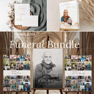 Beerdigung Foto Collage Zeichen, Feier des Lebens Poster, Canva Vorlage