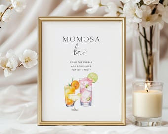 Minimalist Mimosa Bar Sign Template: Modern Bridal Shower Decor (Digital Download, Canva Template)