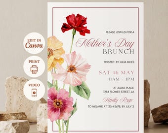 Mother’s Day Party Invitation, Canva Template
