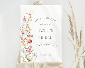 Love in Bloom Welcome Sign, Wildflower Bridal Shower Sign, Floral Wedding Shower Decor, Boho Bridal Sign, Printable Welcome Poster