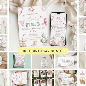 Cowgirl 1st Rodeo Birthday Bundle: Editable Invitation (Digital Download)