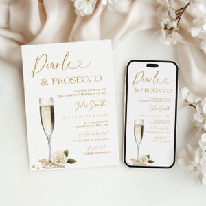 Pearls & Prosecco Bridal Shower Invitation: Elegant Template (Digital)