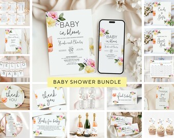 Wildflower Baby Shower Invitation Bundle: Editable Template (Printable)