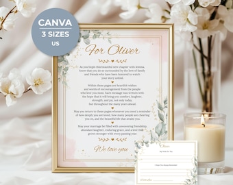 Advice And Wishes, Guest Book Set, Gift Log, Editable Canva Template