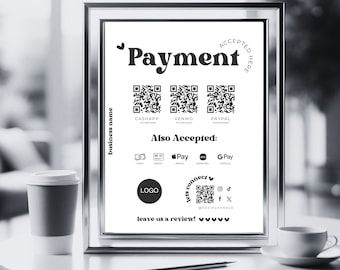 Señal de código QR para escanear y pagar: Plantilla de pago para empresas (Canva)