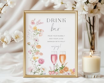 Insegna del Mimosa Bar: modello di menu delle bevande modificabile Canva (download digitale)