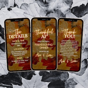 Editable Digital Friendsgiving Dinner Invitation Template, Customizable Thanksgiving Evite, Thanksgiving Party Invite