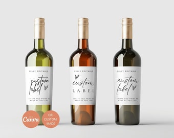 Custom Wine Label Template: Wedding Champagne, Canva Editable (Digital Download)