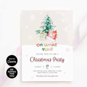 Editable Christmas Party Invitation, Digital Holiday Party Invite, Canva Template, Christmas Evite, Instant Download