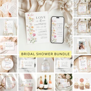 Floral Bridal Shower Bundle, Editable Bridal Invite and Welcome Sign, Garden Party Bridal Shower Set, Printable Wedding Shower Kit