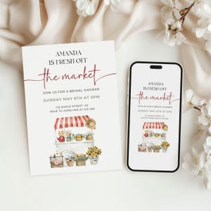 Floral Bridal Shower Invitation: Farmer&#39;s Market Theme (Editable Template)