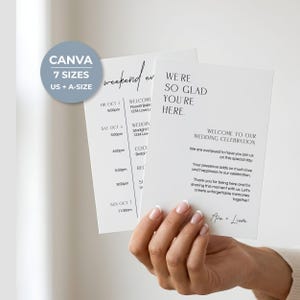 Modern Wedding Itinerary, Welcome Letter Weekend Schedule, Editable Canva Template, Digital Printable Download