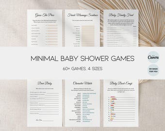 60 minimalistiska babyshower-lekar: Könsneutral aktivitetsset (utskrivbart)
