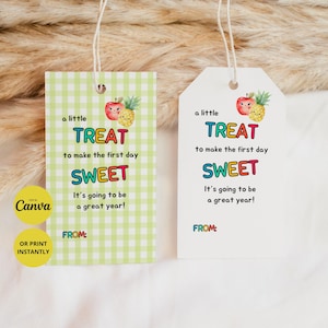 Back to School Editable Printable Gift Tags, Personalized First Day Treat Tags, Instant Download Favor Tags for Gifts, Friends, Teacher