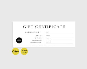 Minimalistische Geschenkgutschein-Vorlage: Bearbeitbares Canva Design (Instant Download)