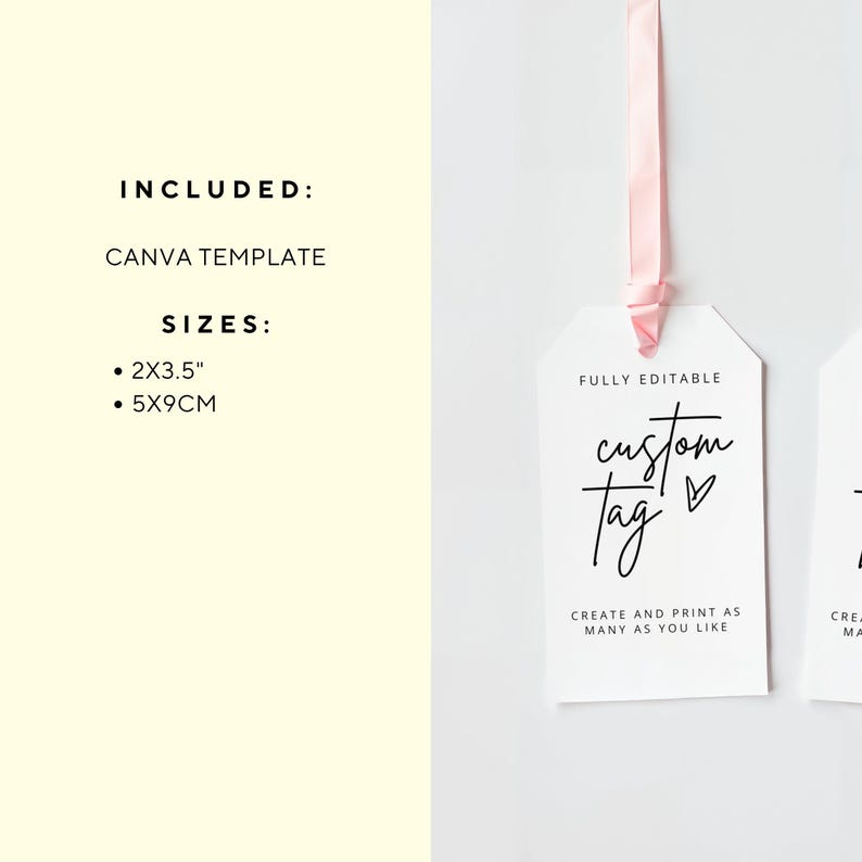 Editable Script Font Tag Template: 2x3.5 Inch (PDF) - Etsy