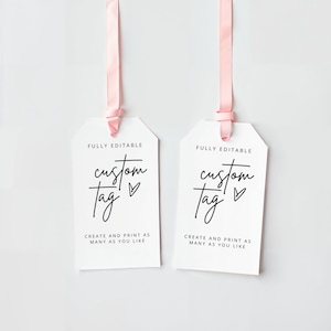 Editable Script Font Tag Template: 2x3.5 Inch (PDF)