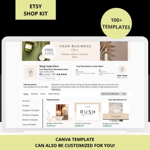 Minimalist Etsy Shop Kit: Branding Templates & Banners (Canva)