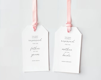 Modèle d'étiquette de siège de mariage, étiquettes de chaise imprimables, étiquette réservée