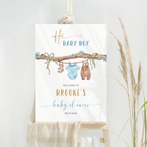 Blue Clothesline Baby Shower Welcome Sign: Editable Template (Digital Download)