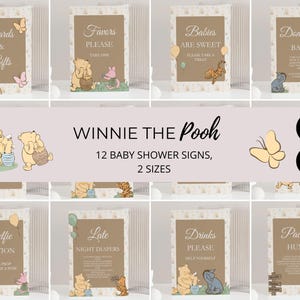 Classic Winnie the Pooh Baby Shower Table Signs (Editable Template)