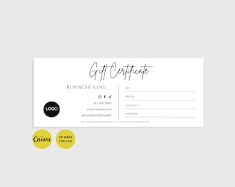 Bearbeitbare minimalistische Geschenkgutschein-Vorlage: Druckbare Canva-Geschenkkarte (Instant Download)