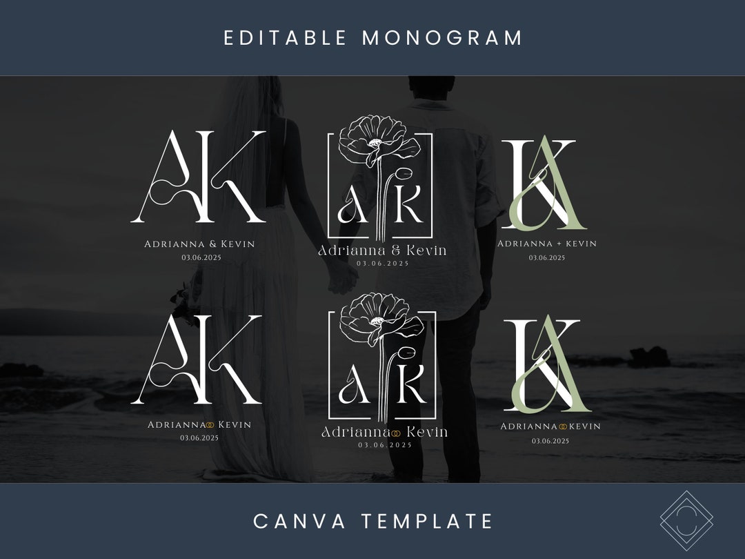 Monogram Wedding Logo, Simple Wedding Logo, Editable Custom Logo ...