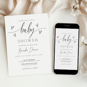 Minimalist Baby Shower Invitation: Editable Canva Template (Digital Download)