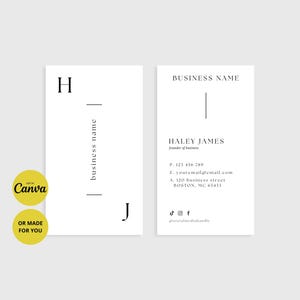 Modèle de carte de visite minimaliste, blanc élégant pour les professionnels, personnalisable sur Canva