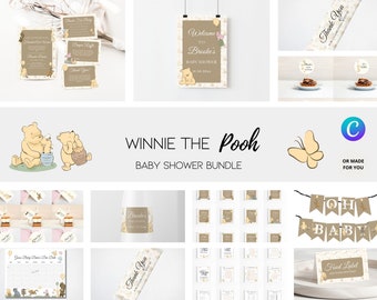 Classic Pooh Baby Shower Bundle: Vintage Dekoration zum Ausdrucken