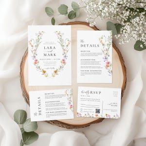 Wildflower Wedding Invitation Set: Floral Canva Template (Digital Download)