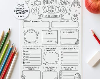 First Day Of School Sign, Printable Digital Download PDF