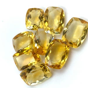 Natural Cushion Cut Citrine – Brilliant Golden Yellow Lot, Golden Yellow Citrine Cushion Cut – High Clarity Stones, Faceted Cushion Citrin