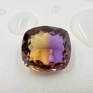 Purple Yellow Quartz Loose Stone, Natural Ametrine 8.12 Ct Cushion Cut Shape Bio Color Gemstone, Bolivia Origin Jewelry Supply