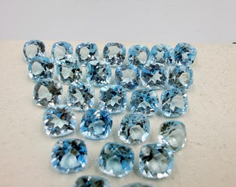 Natürliche himmelblaue Topas-Kissenform natürlicher Edelstein, 6 mm Brilliantschliff facettierte Edelsteine, loser Stein, November Geburtsstein feine Schmuckherstellung