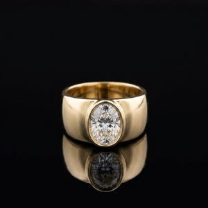 Alliance, bague de fiançailles cigare large solitaire moissanite taille ovale 2,5 carats, bague unique serti affleurant, cadeau d'anniversaire