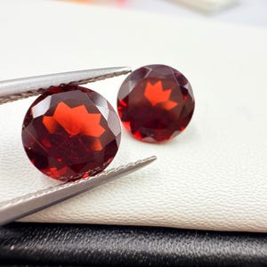 Natural Red Round Garnet Pair, Loose Mozambique AAA Garnet Gemstones, AAA Quality Matching Stones for Handmade Earrings