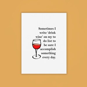 Ich schreibe Wein trinken auf meine To do-Liste Wandkunst | Lustiges Haus und Büro Dekor | Schwarz-Weiß-Kunst | Druckbare Kunst | Digitaler Download