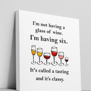 Je bois du vin... ça s'appelle une dégustation | Art mural | Décoration amusante pour la maison et le bureau | Art noir et blanc | Art imprimable | Téléchargement numérique