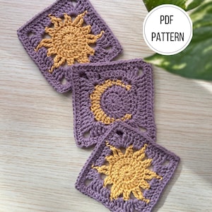 Sun and Moon Granny Square - Pattern Bundle | Chart & Step-by-Step Photos | Beginner Friendly | English