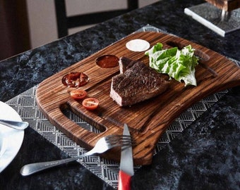 BBQ-snijplank gepersonaliseerd | Steakplank | Vleessnijplank | BBQ-cadeaus | Grillaccessoires | Slagersblok | BBQ-bord op maat