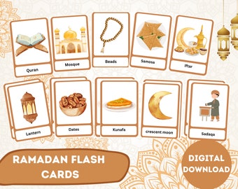 Ramadan Flash cards and story props | Ramadan 16 Flash cards | Islamic Flash cards