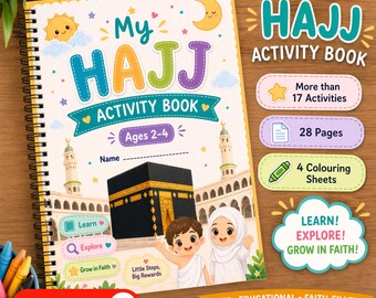 Hajj Activity Book for Kids Ages 2–4 | Islamic Busy Book Printable | Eid Al Adha Activities | Muslim Kids Worksheets | instant download