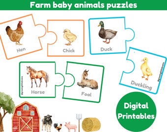 Baby Puzzle vom Bauernhof | Bauernhof Tiere puzzlen | montessori aktivität | digitale Ausdrucke